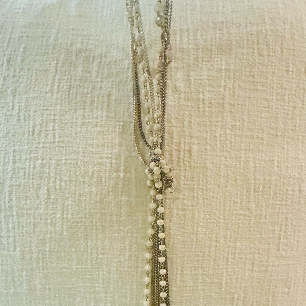 Elegant Silver and White Beaded Necklace